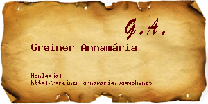 Greiner Annamária névjegykártya